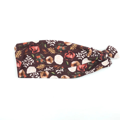 Winter Floral on Brown 3-inch Headband