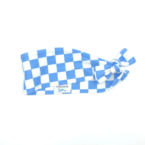 Blue and White Check 3-inch Headband