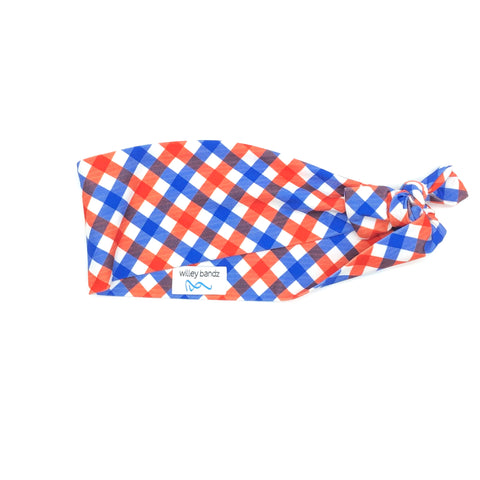 Red, White and Blue Plaid 3-inch Headband