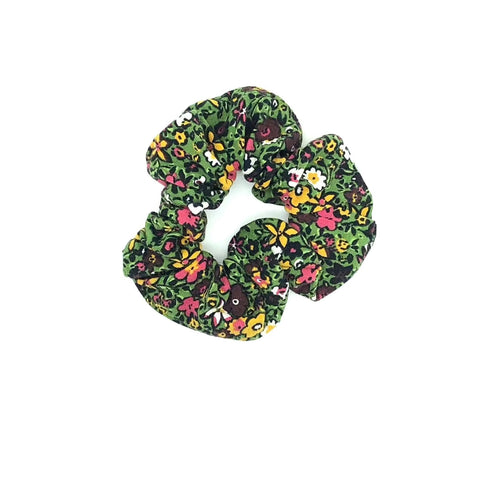 Green Floral Scrunchie