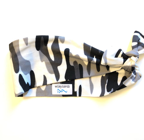 Black White and Grey Camo 3-inch headband